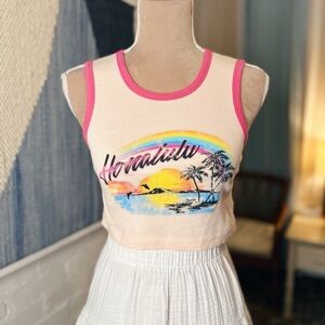 Urban Outfitters Honolulu 100% Cotton Cropped Graphic Tank Top